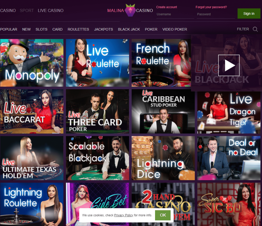 Evaluación de Malina Gambling Enterprise - Puntuaciones de Expertos y Jugadores 2026